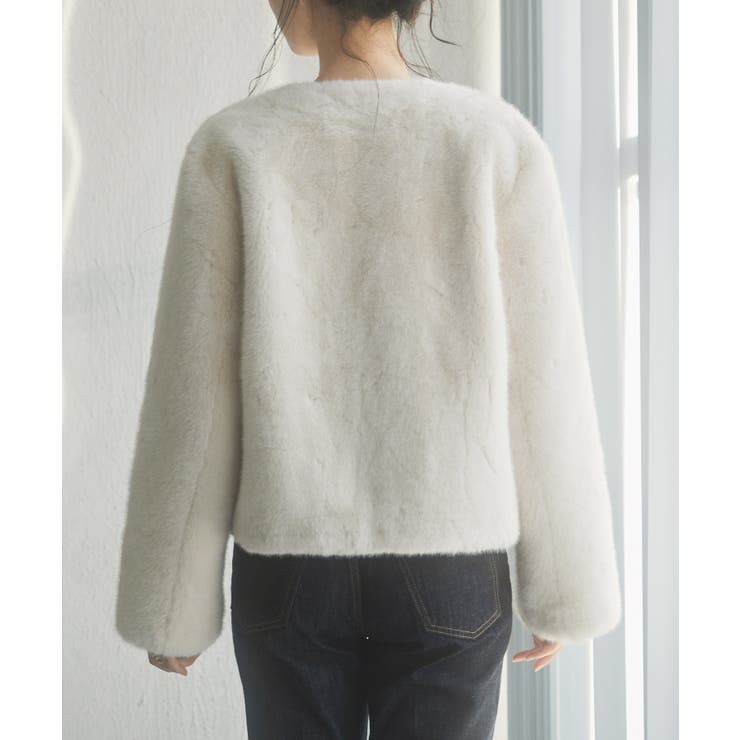 もこもこフェイクファーノーカラージャケット | SAISON DE PAPILLON  | 詳細画像6 