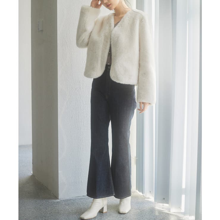 もこもこフェイクファーノーカラージャケット | SAISON DE PAPILLON  | 詳細画像7 