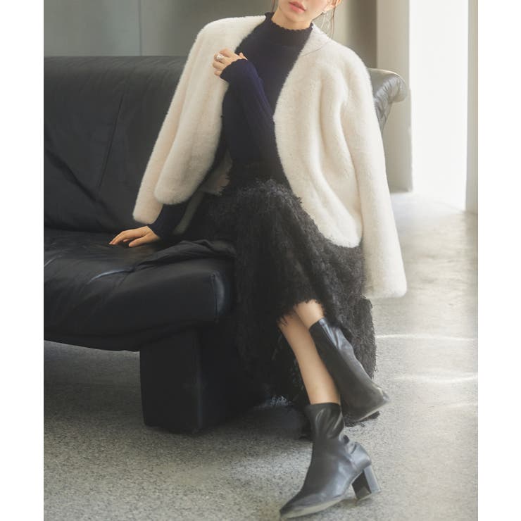 もこもこフェイクファーノーカラージャケット | SAISON DE PAPILLON  | 詳細画像8 