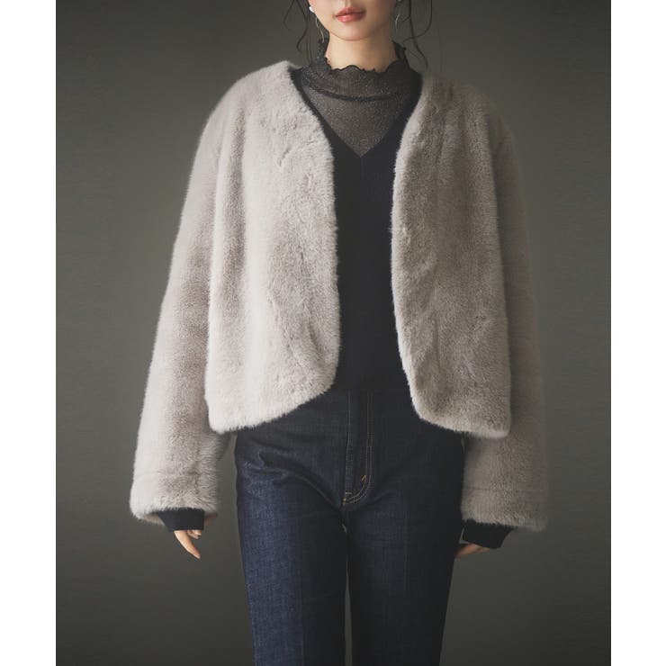 もこもこフェイクファーノーカラージャケット | SAISON DE PAPILLON  | 詳細画像29 