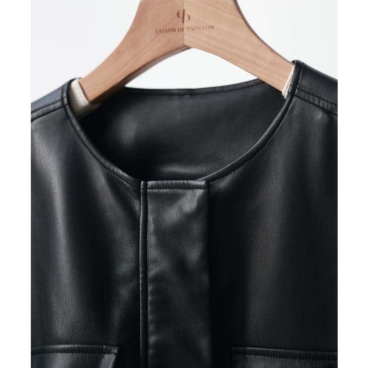 ノーカラーフェイクレザーブルゾン | SAISON DE PAPILLON  | 詳細画像17 