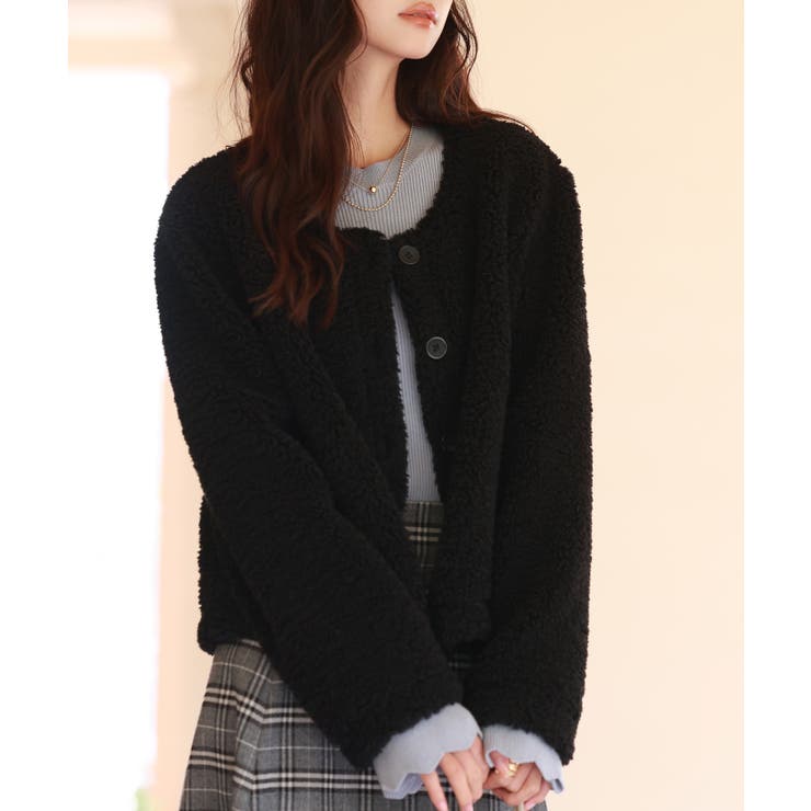 モコモコショート丈ボア生地コート | SAISON DE PAPILLON  | 詳細画像25 