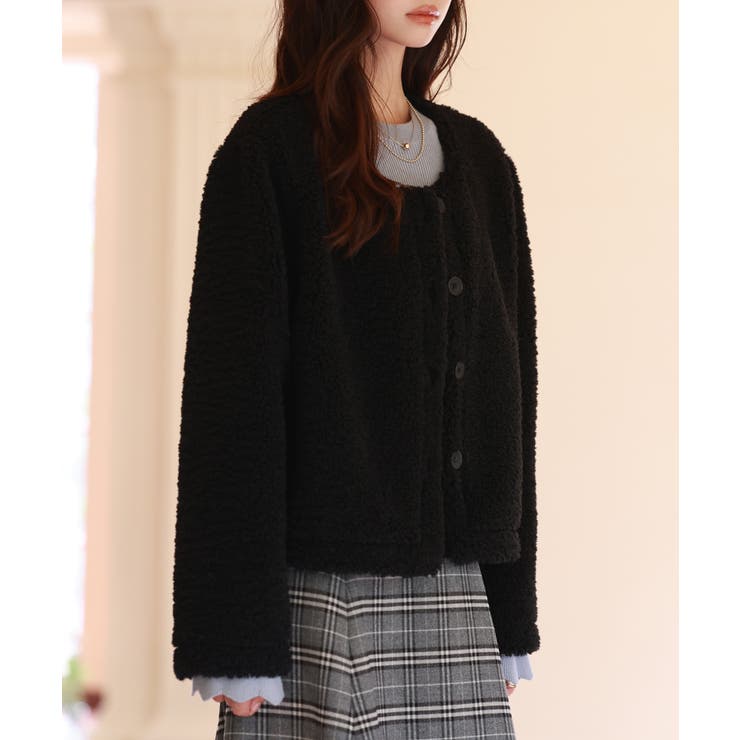 モコモコショート丈ボア生地コート | SAISON DE PAPILLON  | 詳細画像16 