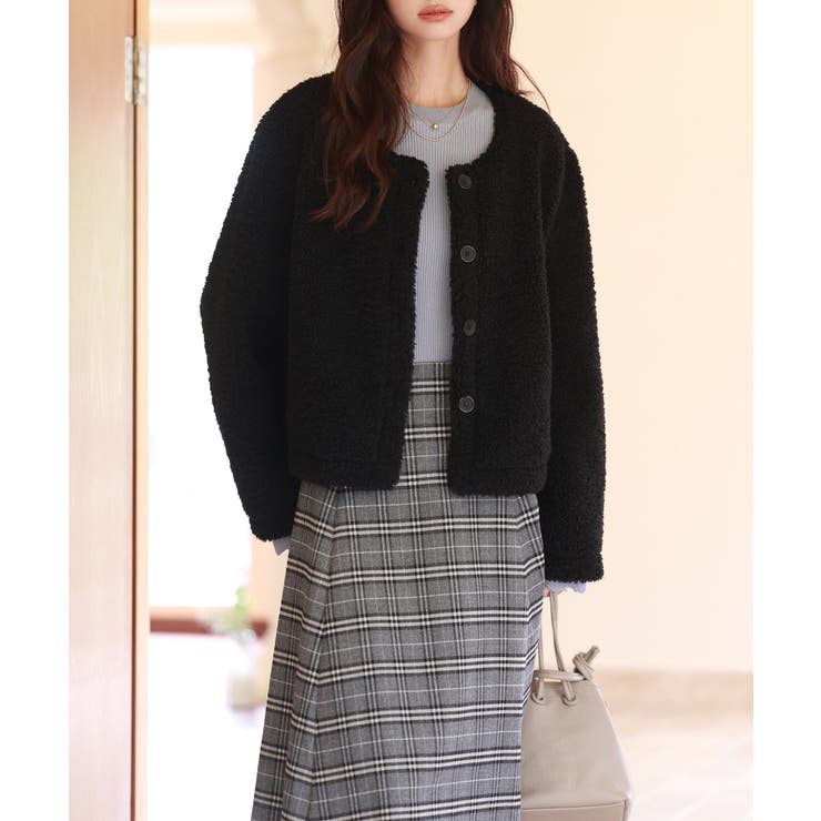 モコモコショート丈ボア生地コート | SAISON DE PAPILLON  | 詳細画像19 