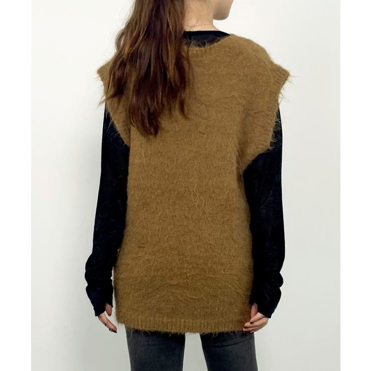 起毛シャギーオーバーサイズVネックベスト | SAISON DE PAPILLON  | 詳細画像4 