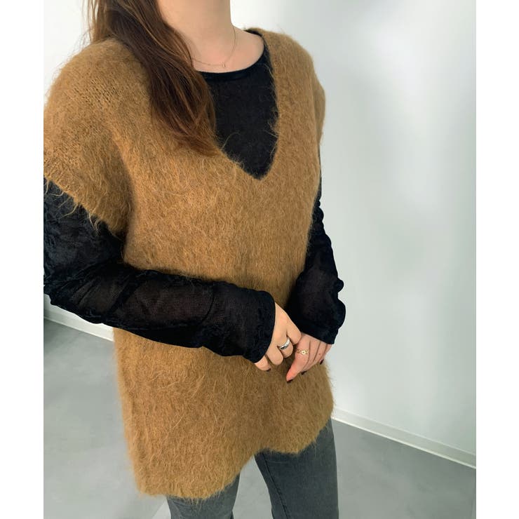 起毛シャギーオーバーサイズVネックベスト | SAISON DE PAPILLON  | 詳細画像9 