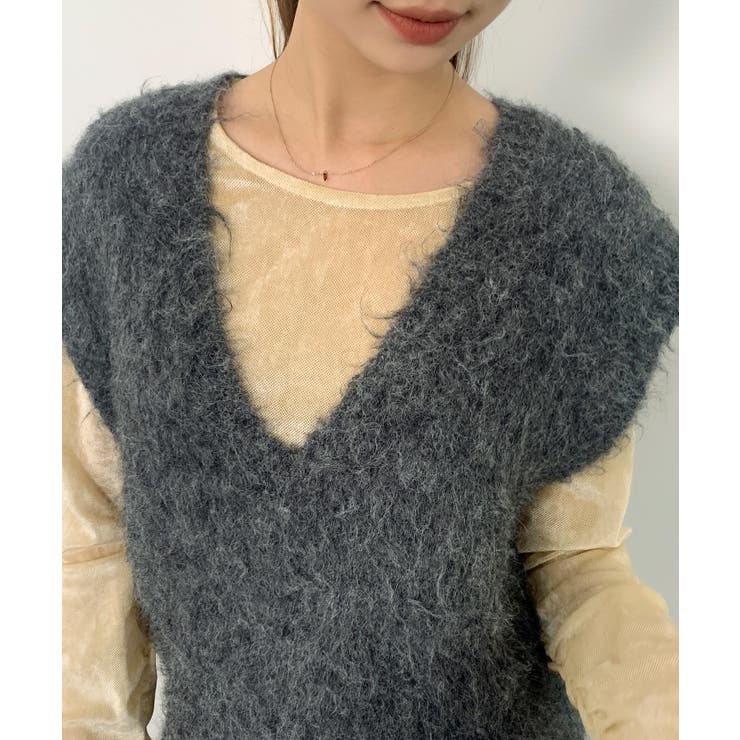 起毛シャギーオーバーサイズVネックベスト | SAISON DE PAPILLON  | 詳細画像26 