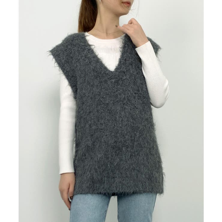 起毛シャギーオーバーサイズVネックベスト | SAISON DE PAPILLON  | 詳細画像22 