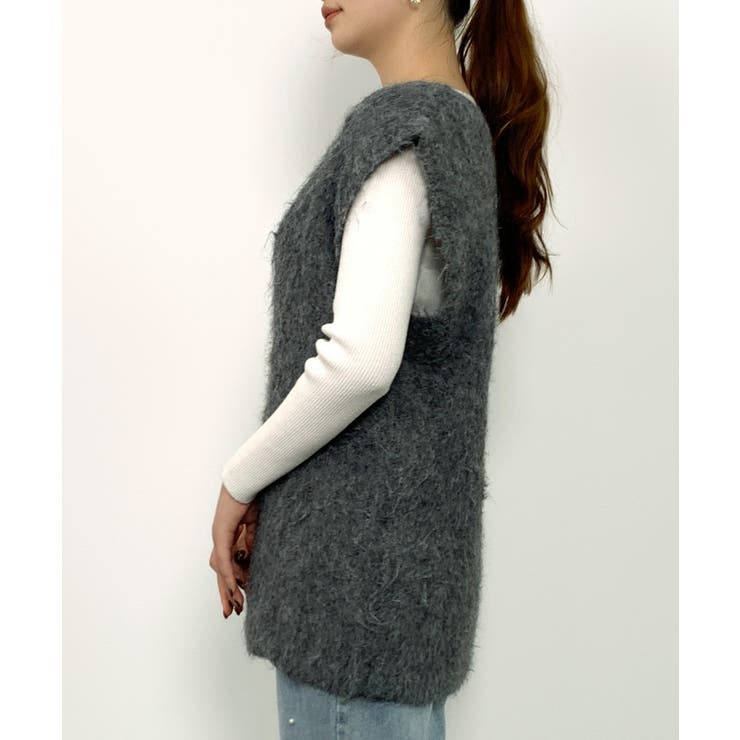 起毛シャギーオーバーサイズVネックベスト | SAISON DE PAPILLON  | 詳細画像25 