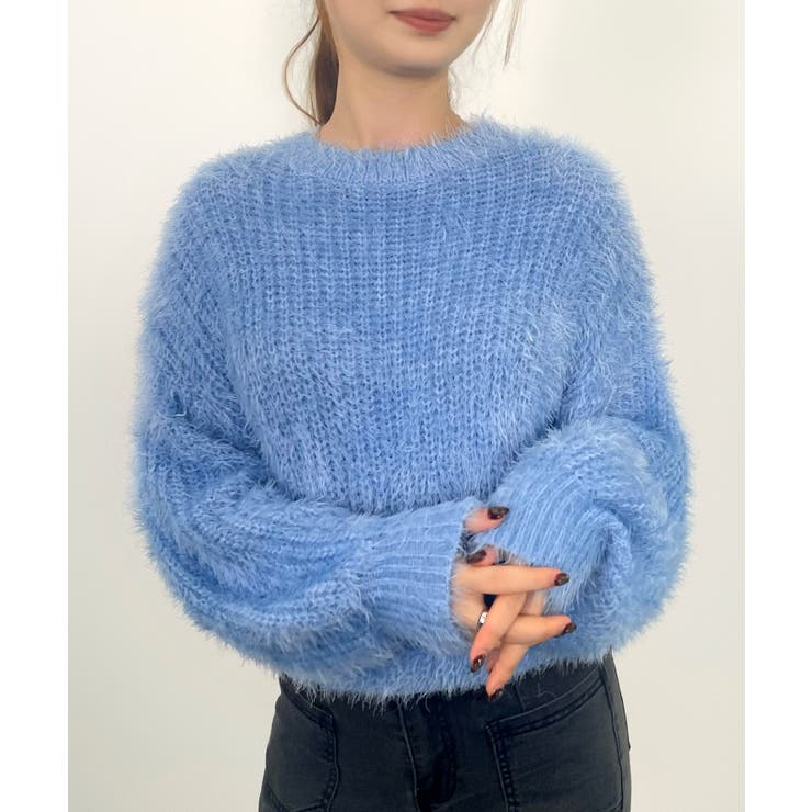 ラウンドネックショート丈光沢フェザーニット | SAISON DE PAPILLON  | 詳細画像12 