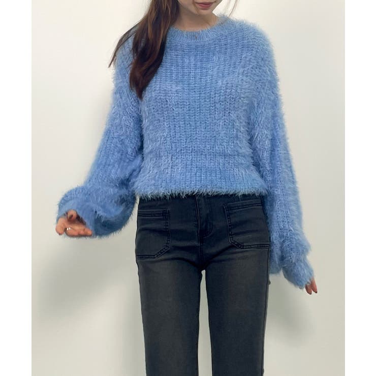 ラウンドネックショート丈光沢フェザーニット | SAISON DE PAPILLON  | 詳細画像16 