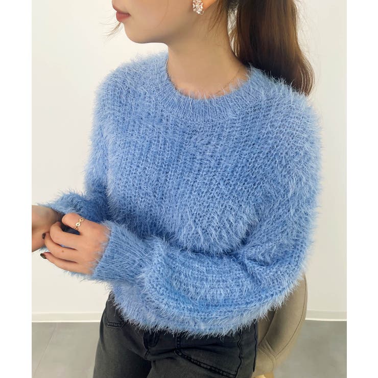 ラウンドネックショート丈光沢フェザーニット | SAISON DE PAPILLON  | 詳細画像18 