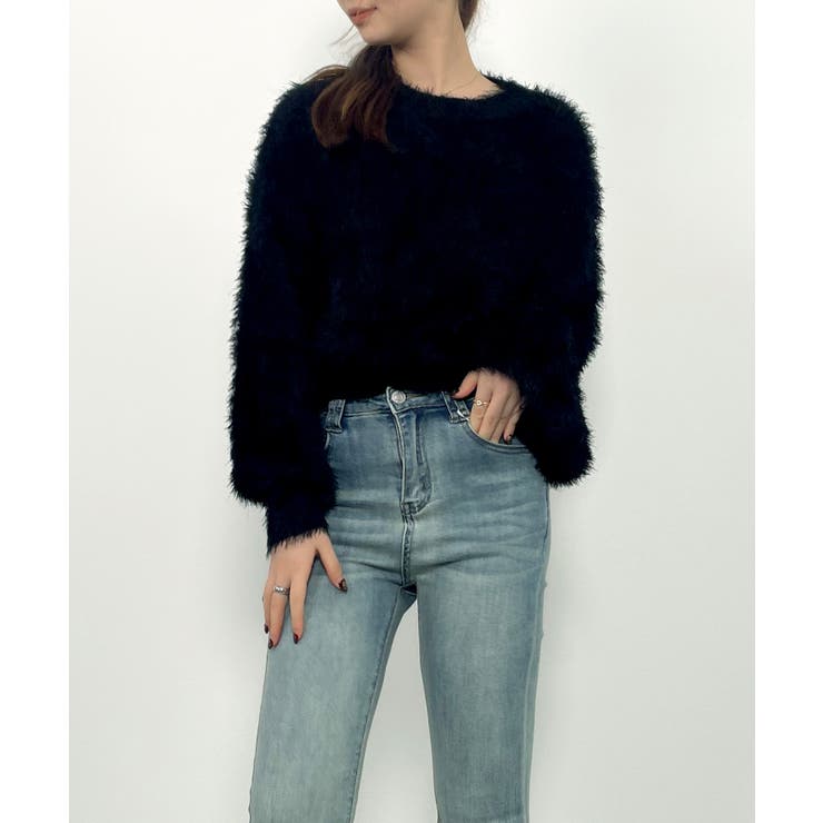 ラウンドネックショート丈光沢フェザーニット | SAISON DE PAPILLON  | 詳細画像28 