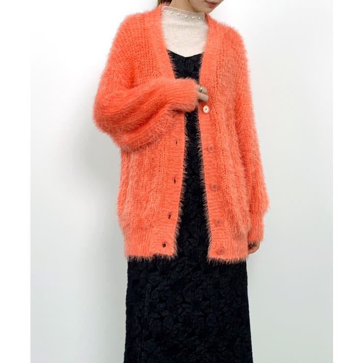 光沢フェザーVネックミドル丈カーディガン | SAISON DE PAPILLON  | 詳細画像19 