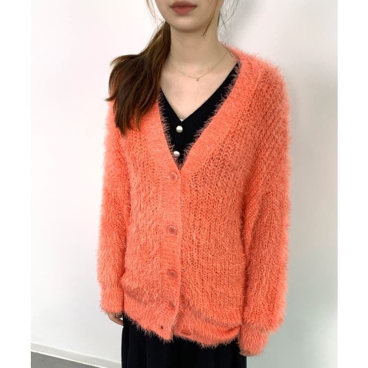 光沢フェザーVネックミドル丈カーディガン | SAISON DE PAPILLON  | 詳細画像20 