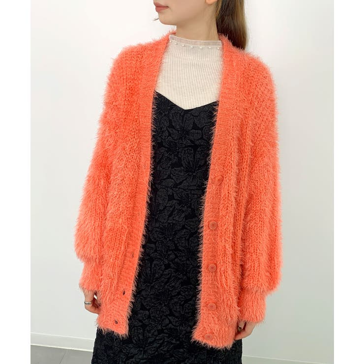 光沢フェザーVネックミドル丈カーディガン | SAISON DE PAPILLON  | 詳細画像21 