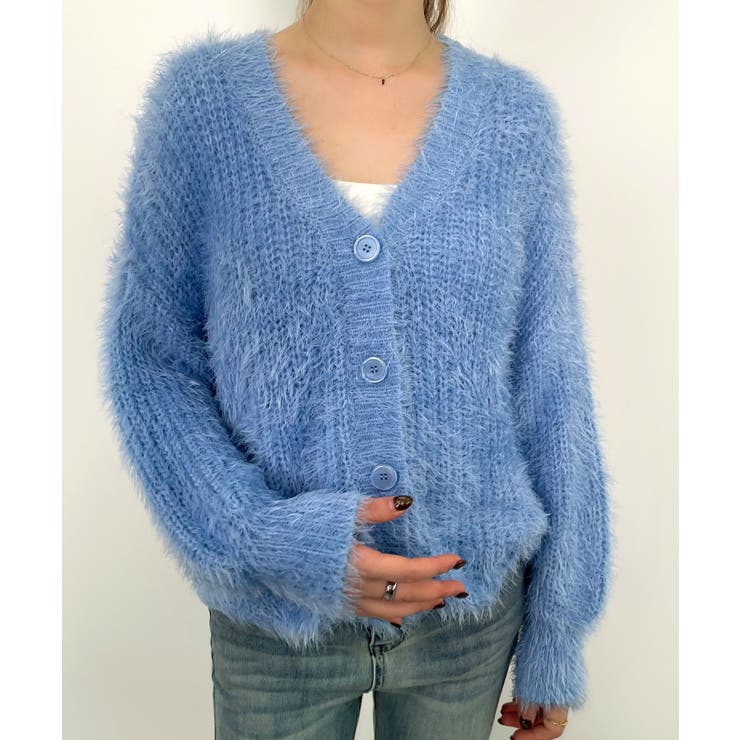 光沢フェザーVネックミドル丈カーディガン | SAISON DE PAPILLON  | 詳細画像12 