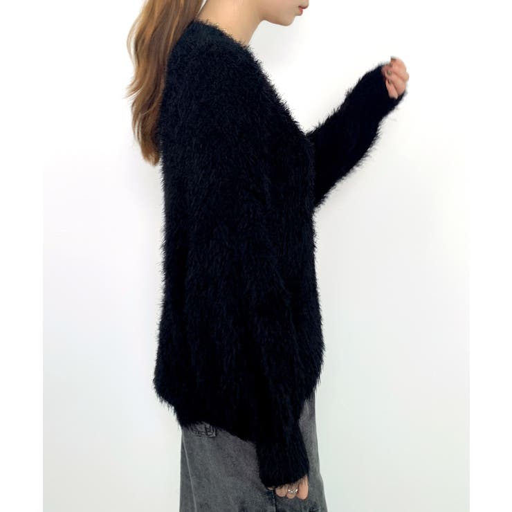 光沢フェザーVネックミドル丈カーディガン | SAISON DE PAPILLON  | 詳細画像25 