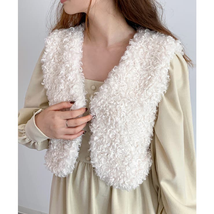 ノーカラープードルファーショートベスト[品番：DSSW0005074]｜SAISON