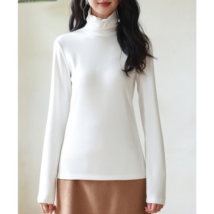 ホワイト | 暖かいフリースハイネックトップス | SAISON DE PAPILLON 