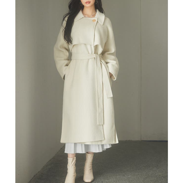 ウール混ベルト付きヨークデザインコート | SAISON DE PAPILLON  | 詳細画像3 