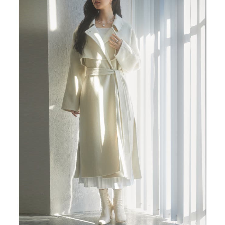 ウール混ベルト付きヨークデザインコート | SAISON DE PAPILLON  | 詳細画像4 