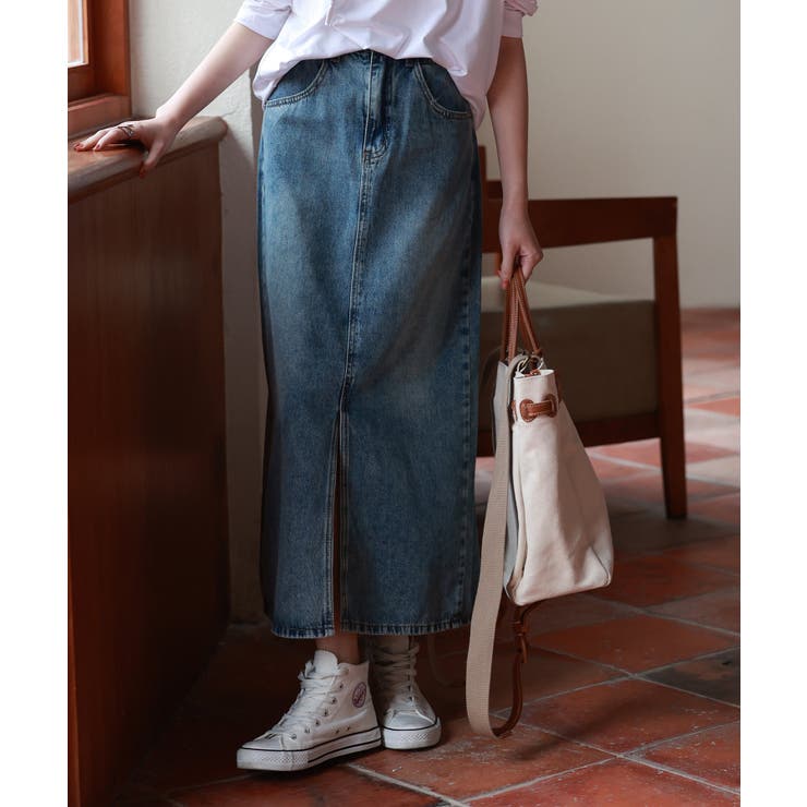 beautiful people◇D2/デニムロングスカート/34/コットン/GRY/無地