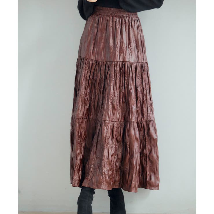 シワ加工合成皮革ロングスカート | SAISON DE PAPILLON  | 詳細画像27 