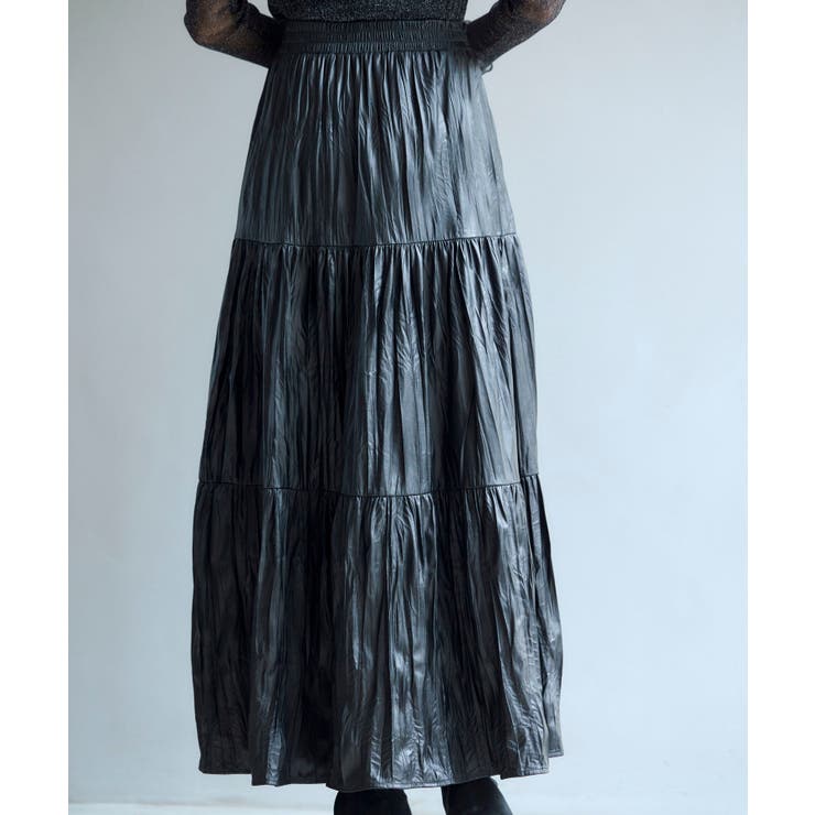 シワ加工合成皮革ロングスカート | SAISON DE PAPILLON  | 詳細画像19 