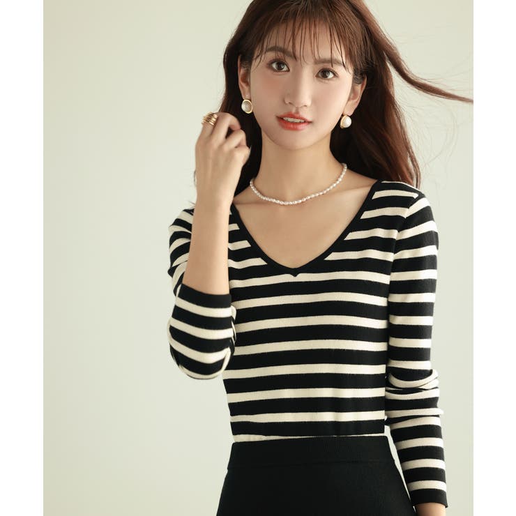 コンパクトVネックニットプルオーバー | SAISON DE PAPILLON  | 詳細画像23 