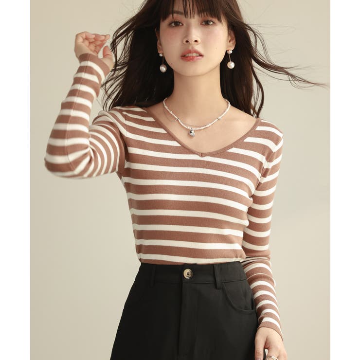 コンパクトVネックニットプルオーバー | SAISON DE PAPILLON  | 詳細画像11 