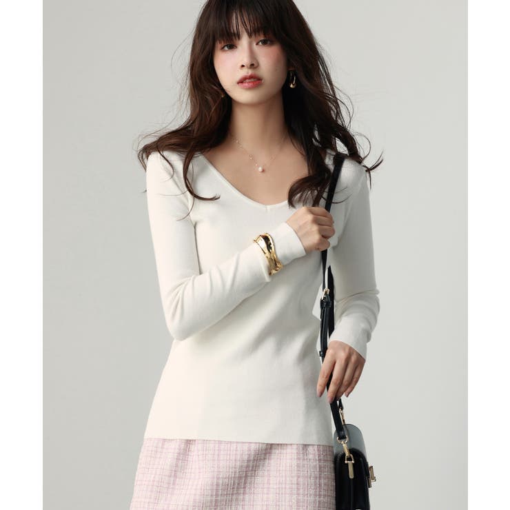 コンパクトVネックニットプルオーバー | SAISON DE PAPILLON  | 詳細画像40 