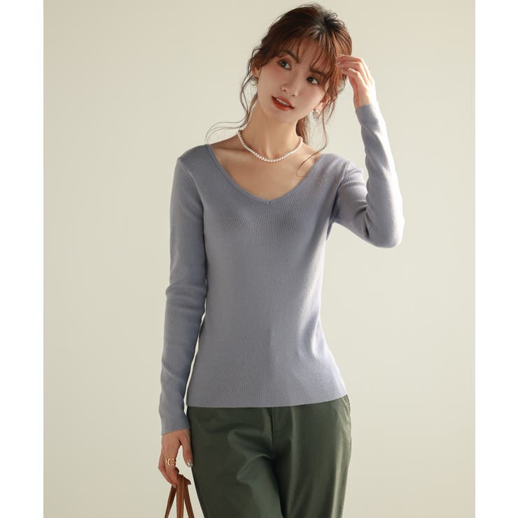 コンパクトVネックニットプルオーバー | SAISON DE PAPILLON  | 詳細画像29 