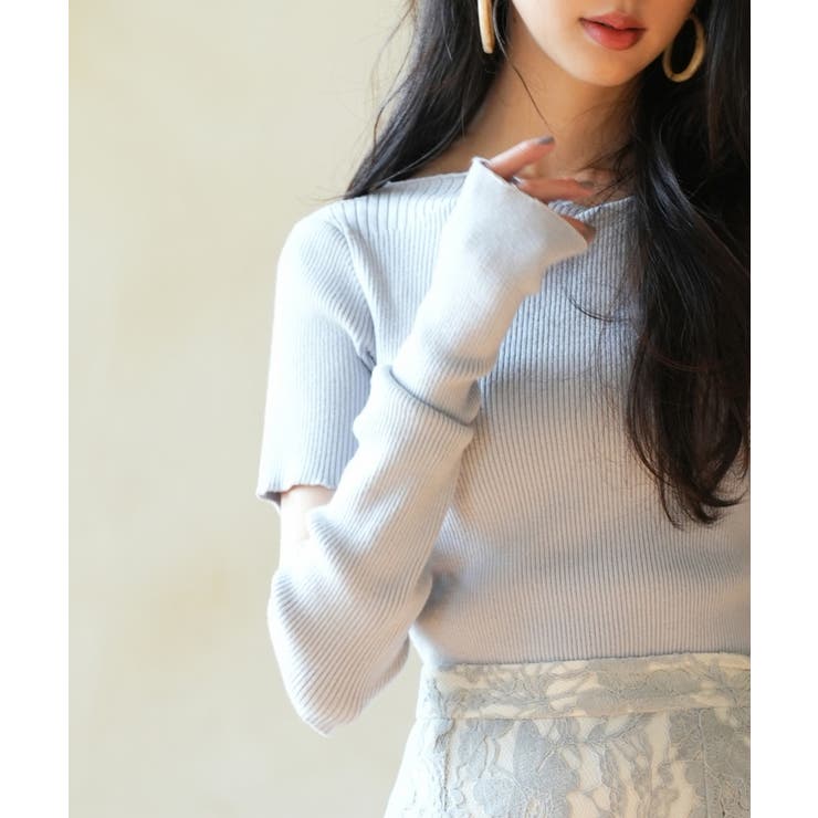 アームウォーマー付き3wayレギュラーネックリブプルオーバー | SAISON DE PAPILLON  | 詳細画像25 