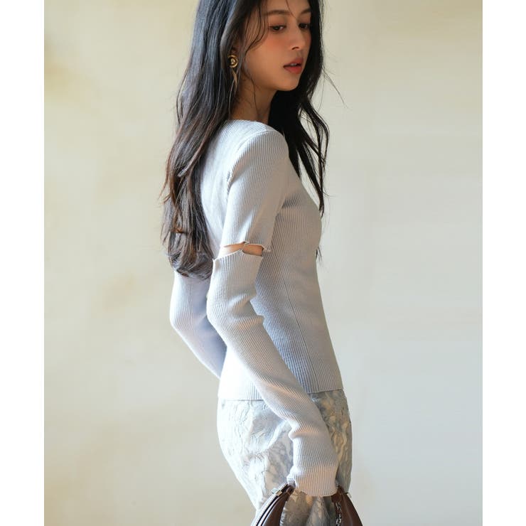 アームウォーマー付き3wayレギュラーネックリブプルオーバー | SAISON DE PAPILLON  | 詳細画像15 