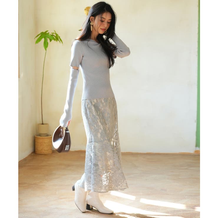 アームウォーマー付き3wayレギュラーネックリブプルオーバー | SAISON DE PAPILLON  | 詳細画像17 