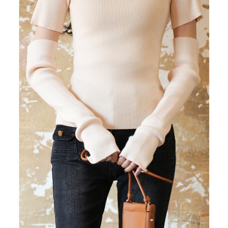 アームウォーマー付き3wayレギュラーネックリブプルオーバー | SAISON DE PAPILLON  | 詳細画像11 