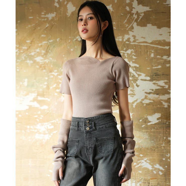 アームウォーマー付き3wayレギュラーネックリブプルオーバー | SAISON DE PAPILLON  | 詳細画像28 