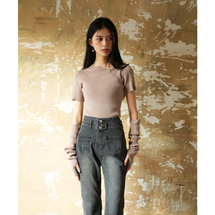 アームウォーマー付き3wayレギュラーネックリブプルオーバー | SAISON DE PAPILLON  | 詳細画像32 