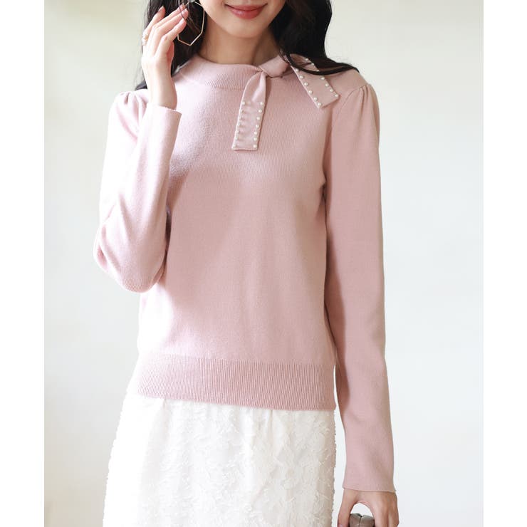 首元パールリボンハイゲージニットプルオーバー | SAISON DE PAPILLON  | 詳細画像19 