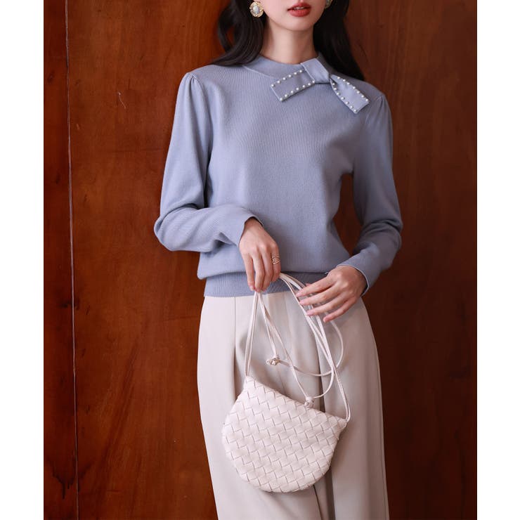 首元パールリボンハイゲージニットプルオーバー | SAISON DE PAPILLON  | 詳細画像26 