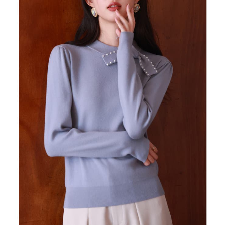 首元パールリボンハイゲージニットプルオーバー | SAISON DE PAPILLON  | 詳細画像27 