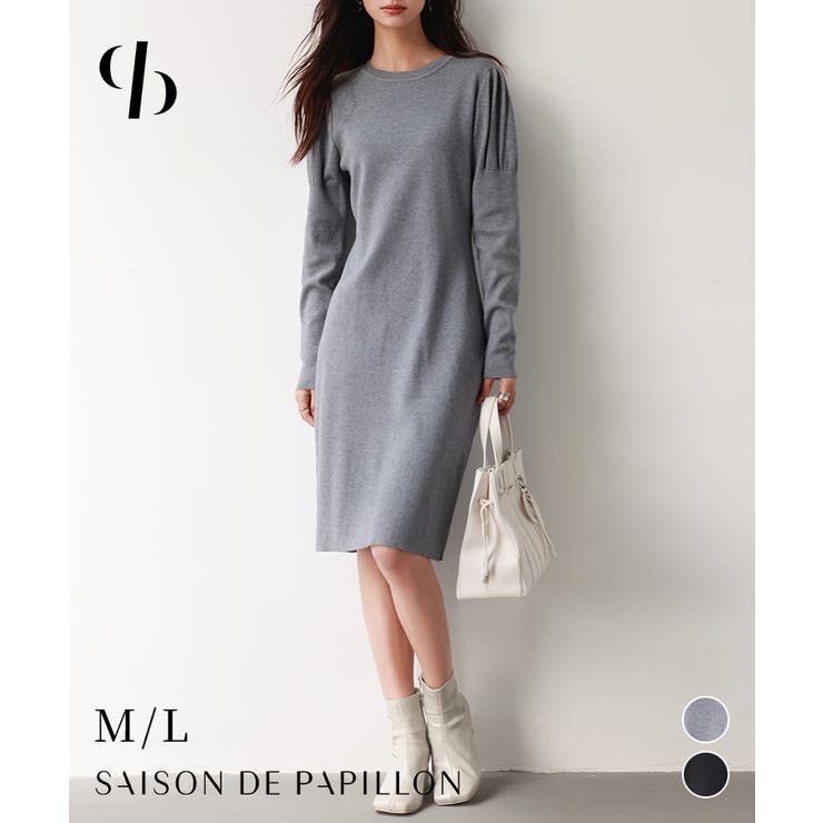 クルーネック膝上丈ニットワンピース[品番：DSSW0004572]｜SAISON DE