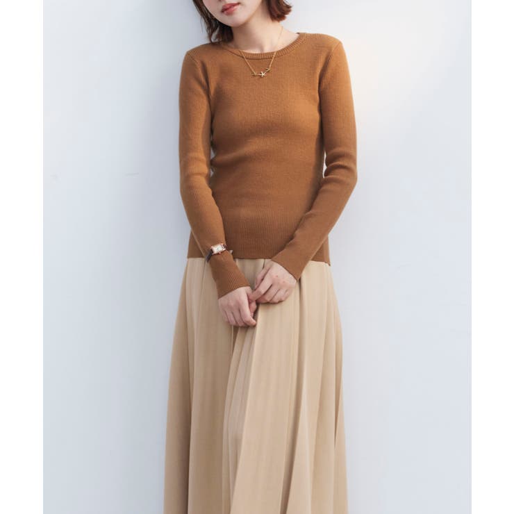 リブ編みクルーネックニットプルオーバー | SAISON DE PAPILLON  | 詳細画像9 