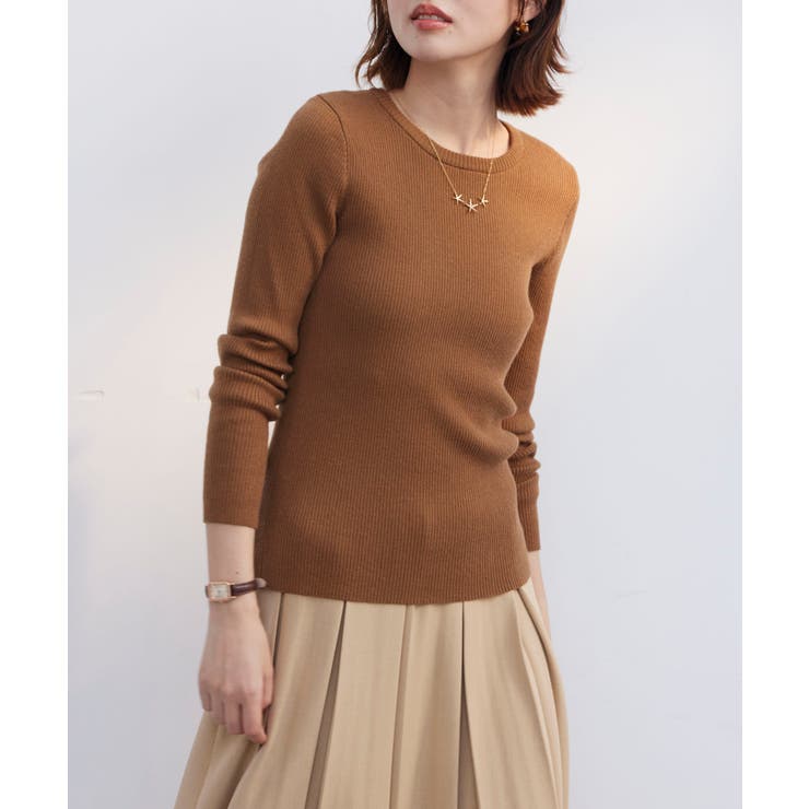 リブ編みクルーネックニットプルオーバー | SAISON DE PAPILLON  | 詳細画像11 