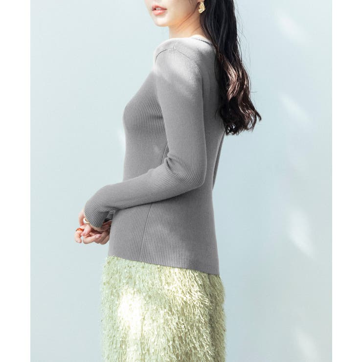 リブ編みクルーネックニットプルオーバー | SAISON DE PAPILLON  | 詳細画像13 