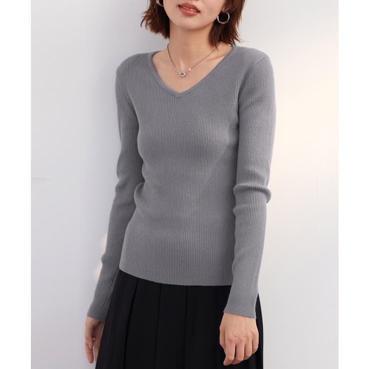 リブ編みＶネックニットプルオーバー | SAISON DE PAPILLON  | 詳細画像16 