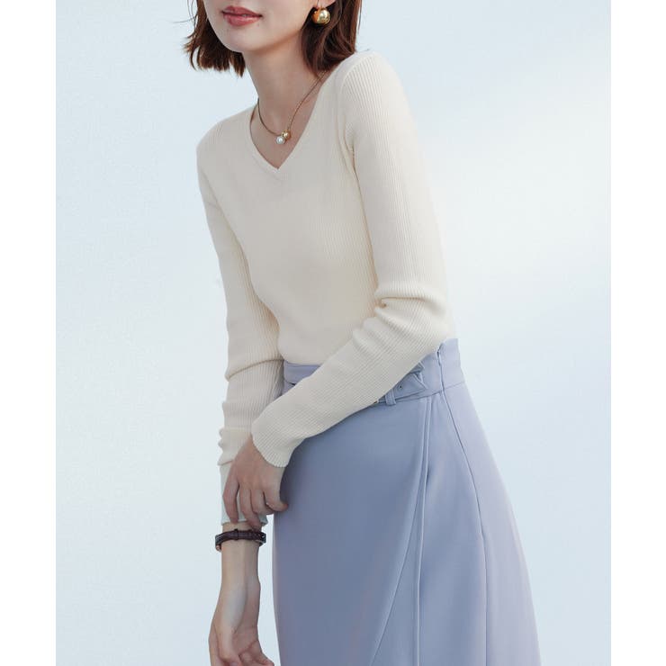 リブ編みＶネックニットプルオーバー | SAISON DE PAPILLON  | 詳細画像25 