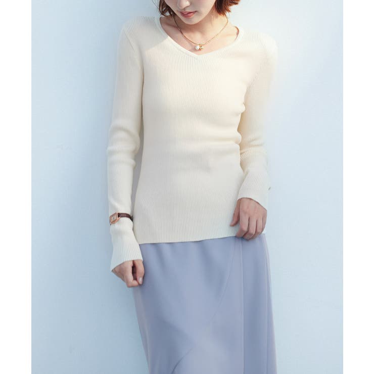 リブ編みＶネックニットプルオーバー | SAISON DE PAPILLON  | 詳細画像27 