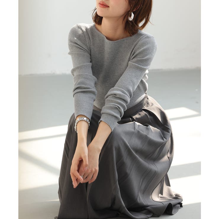 リブ編みボートネックニットプルオーバー[品番：DSSW0004709]｜SAISON